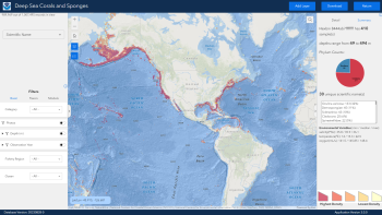 Screenshot of the deep sea coral and sponge map portal.